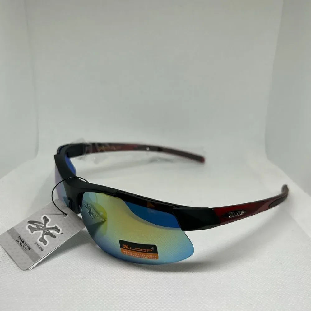 X-Loop Wrap Mirrored Semi Rimless Mens Sunglasses